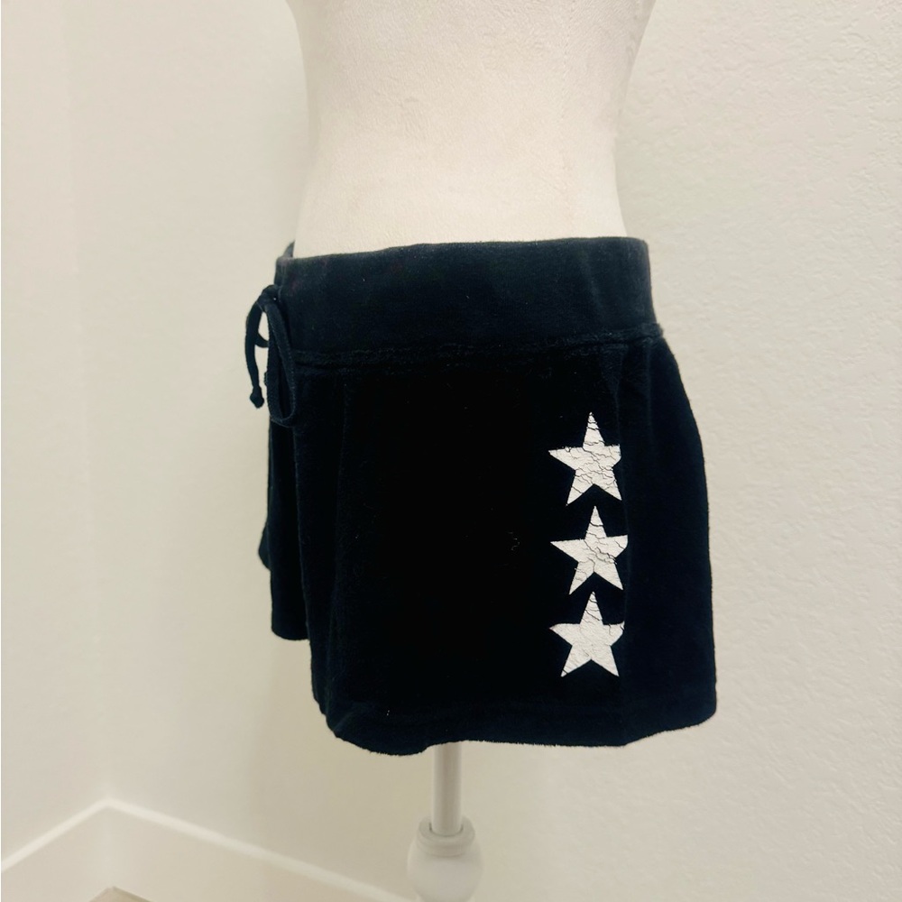 Black Hardtail Shorts with Silver Star Appliqués JR XL/Adult S